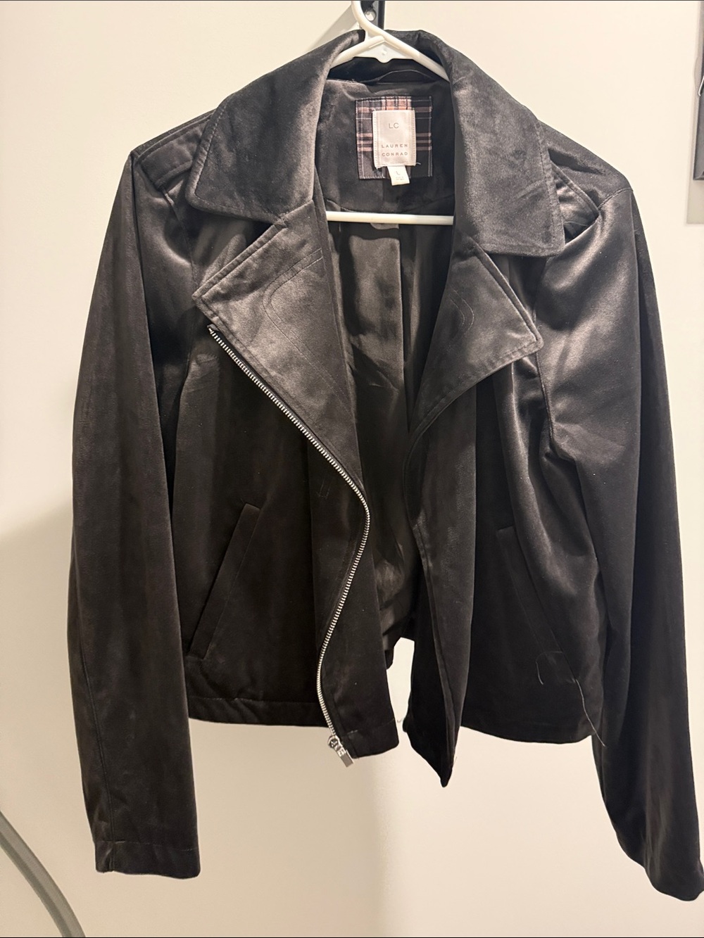 LC Lauren Conrad Black Suede Asymmetric Moto Jacket
